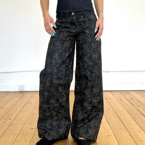 K&R London slouch jean - reverse embroidered charcoal denim Size Large